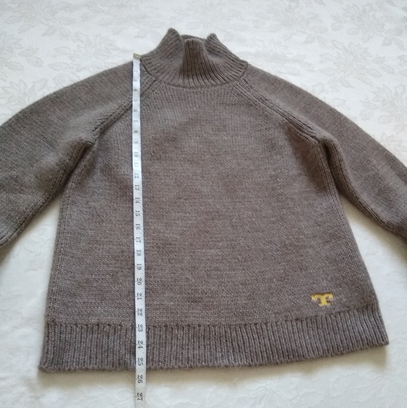 Tory Burch wool alpaca raglan turtleneck dark oatmeal sweater - Picture 7 of 10